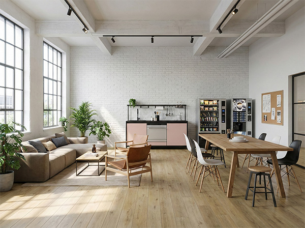 Kitchenette con elettrodomestici in classe A++ e materiali FSC sostenibili