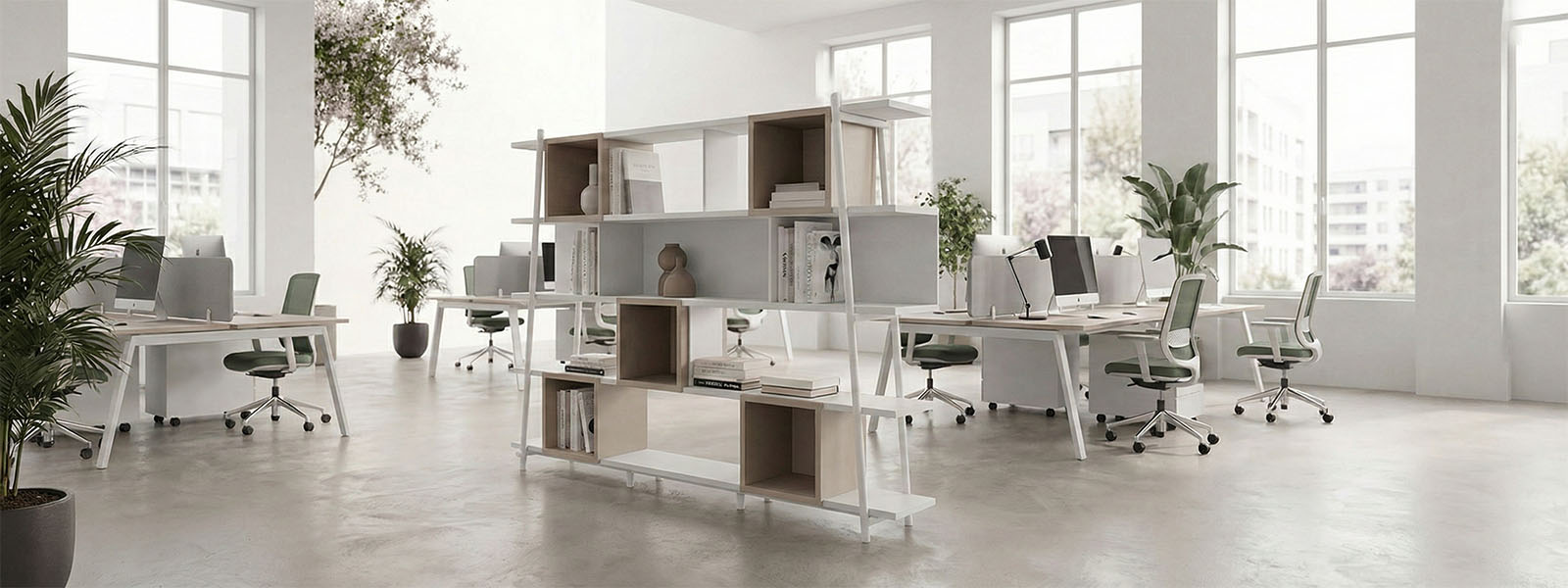 Librerie aperte con verde indoor in area filtro