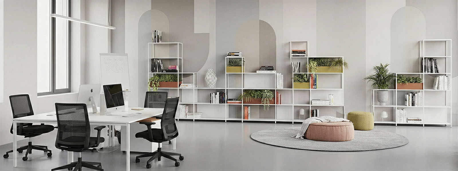 Librerie aperte con verde indoor in area filtro