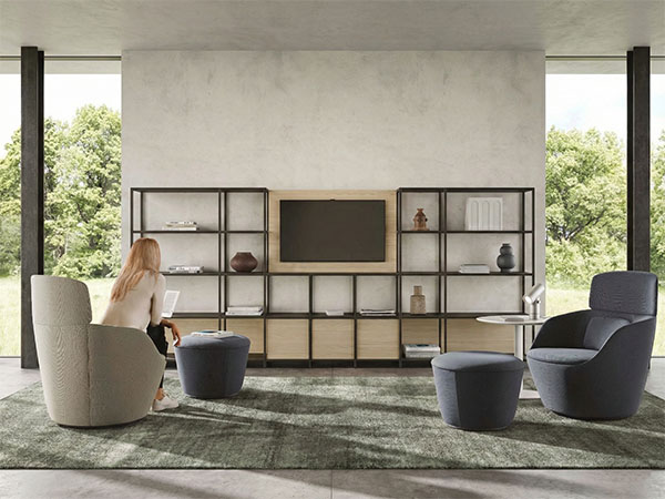 Libreria modulare per archiviazione e display in area reception