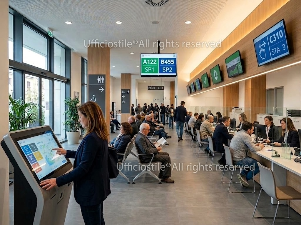 Totem digitale informativo in area d’attesa della Pubblica Amministrazione