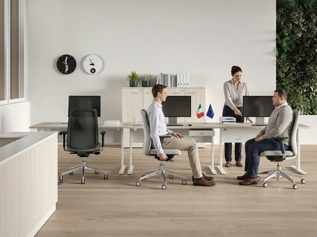 Sedute ergonomiche certificate UNI EN 1335 per operatori PA