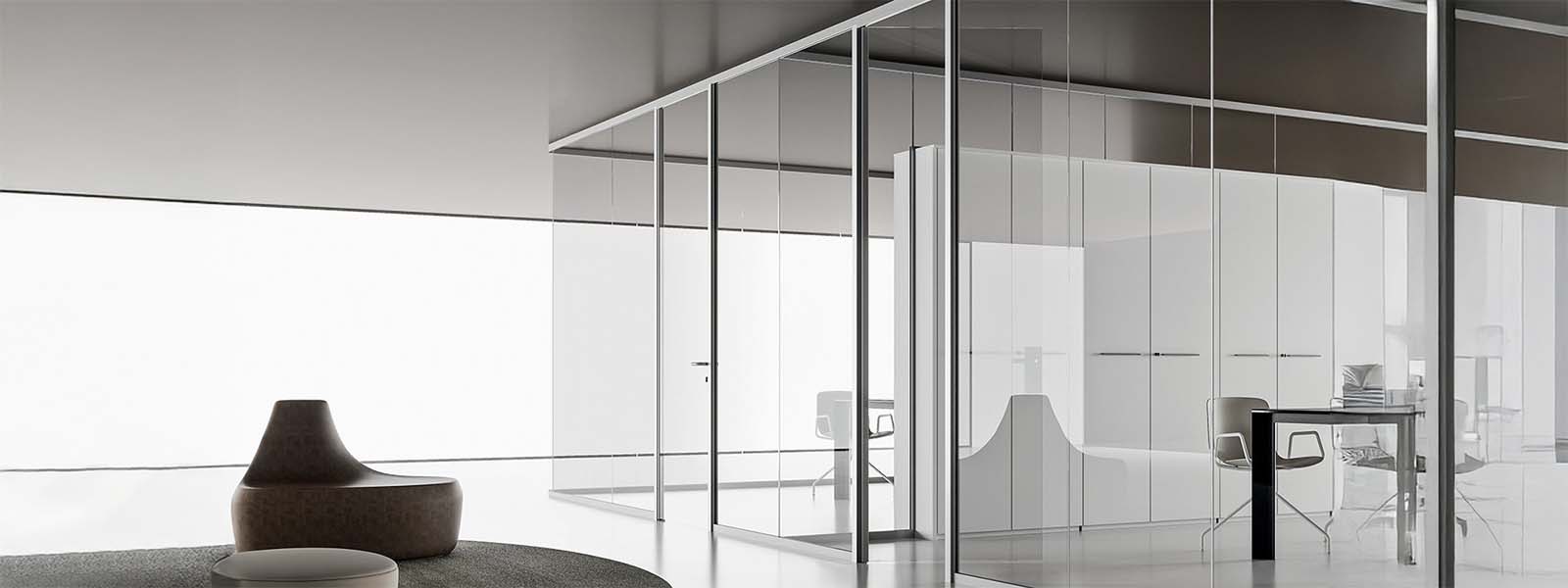 Parete divisoria HQ satinata con sistema LED privacy