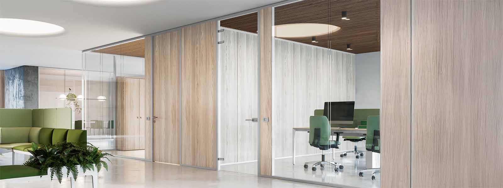 Parete vetrata HQ con porta scorrevole integrata