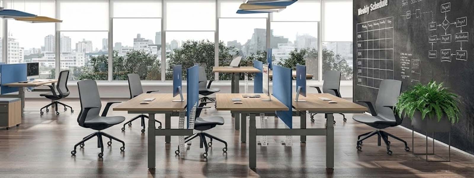 Postazione condivisa sit stand per open space e hot desking