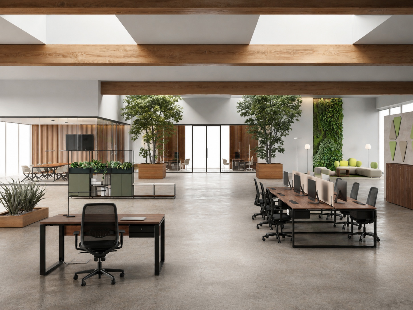 Render fotorealistico e intelligenza artificiale per ufficio moderno
