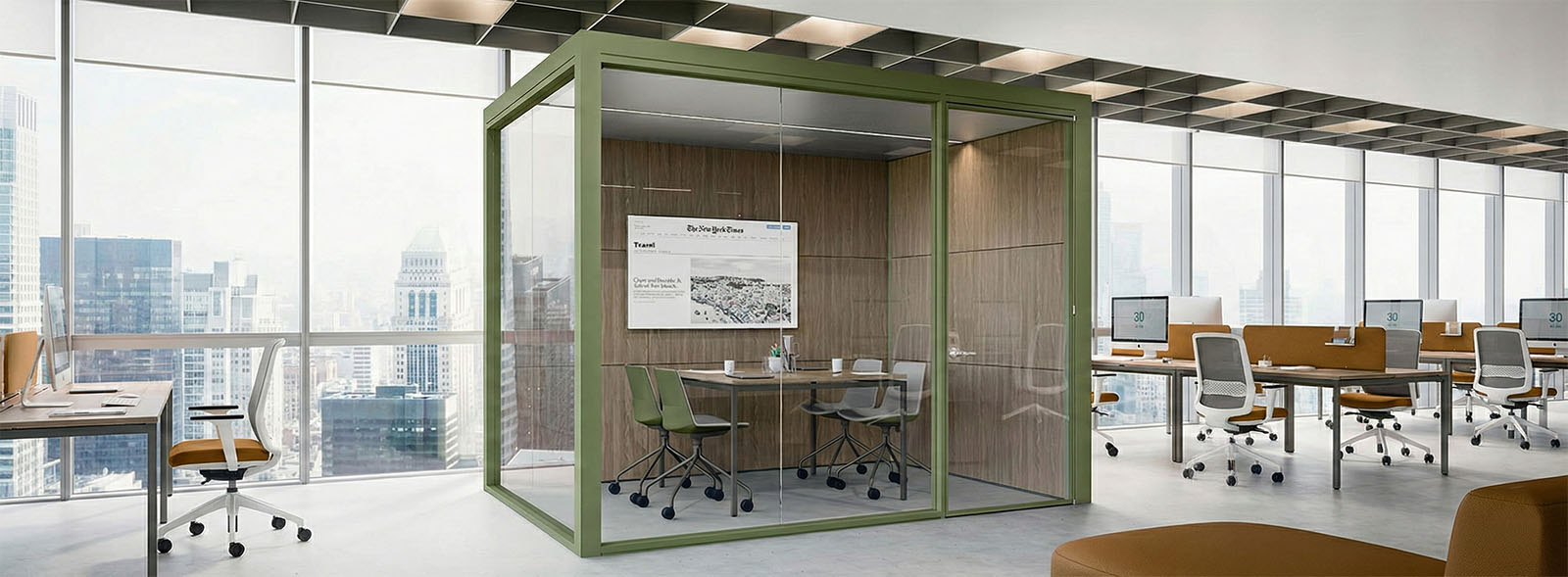 Meeting pod room-in-room per 4 persone in open space