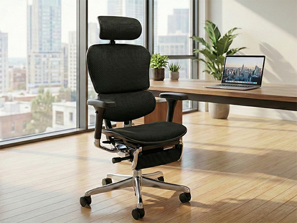Eco-friendly executive chair with recycled fabric upholstery