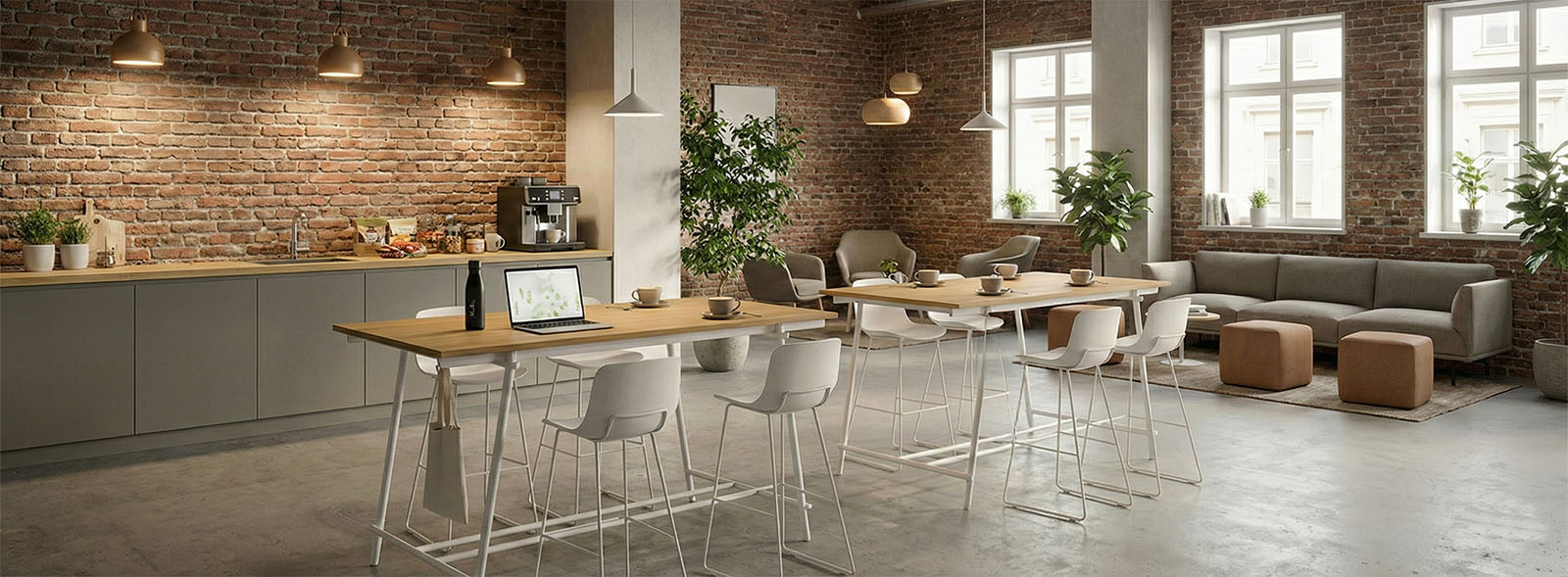 Tavolo alto rettangolare per zona caffè aziendale