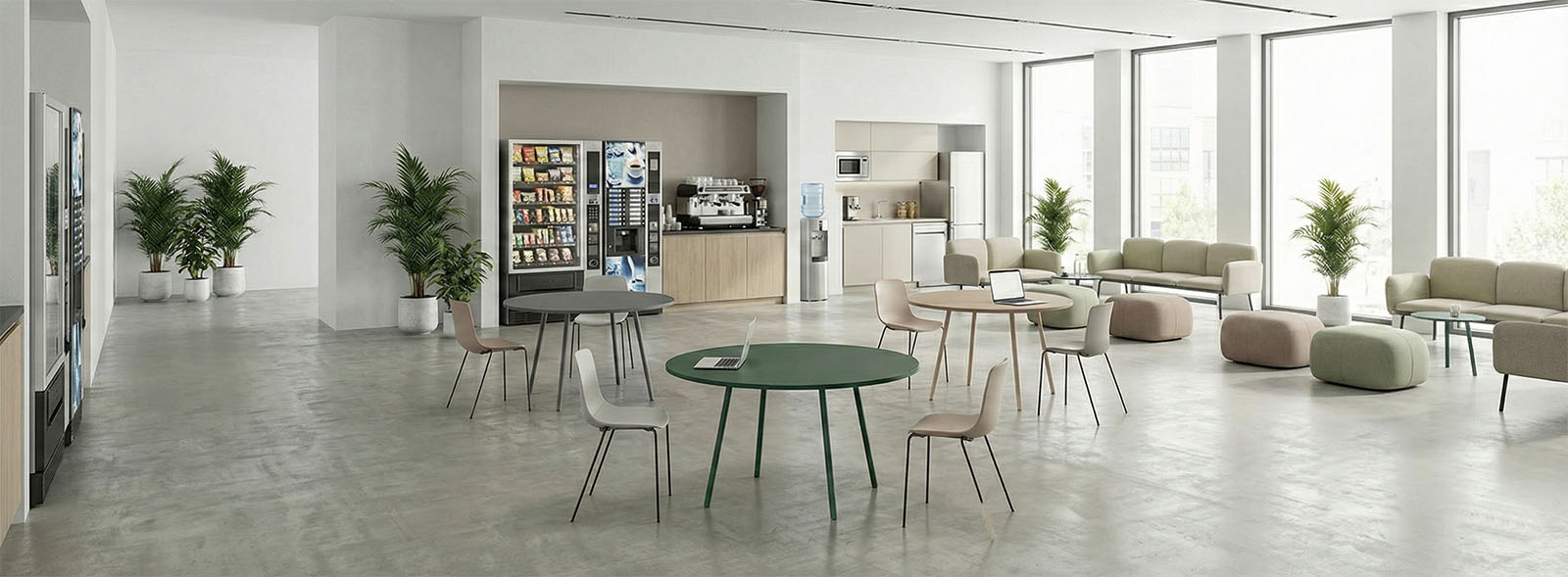 Dettaglio tavolo snack con finitura resistente e facile da pulire