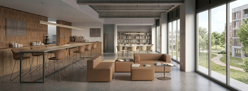 Divani e pouf per studio informale e micro-socializzazione
