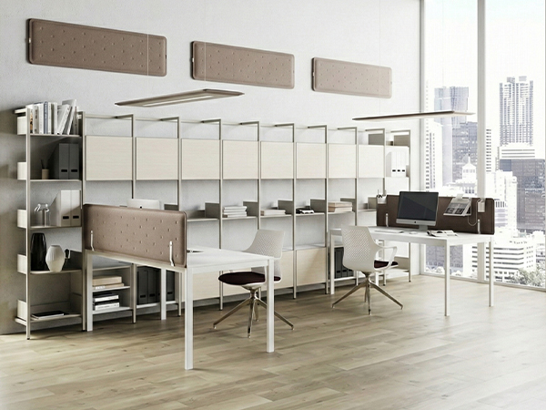 Dettaglio pannelli fonoassorbenti e materiali acustici certificati per team space