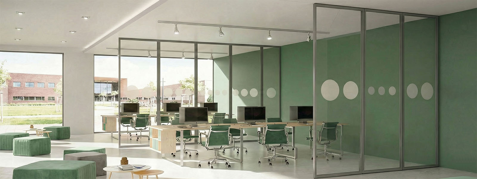 Pareti divisorie modulari per sale riunioni e team space