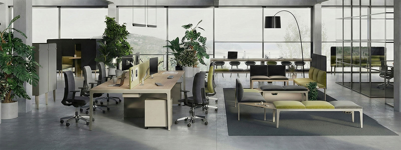 Area lounge aziendale per pause e incontri informali